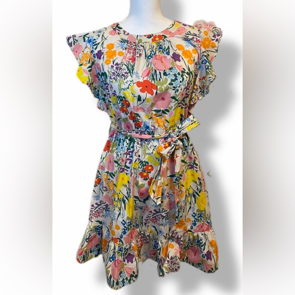 Melloday Floral Garden Party Ruffle Mini Dress – Size Large